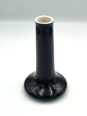 Vintage Hall Pottery Bud Vase Black White 6" H Neutral Classic Retro Made in USA